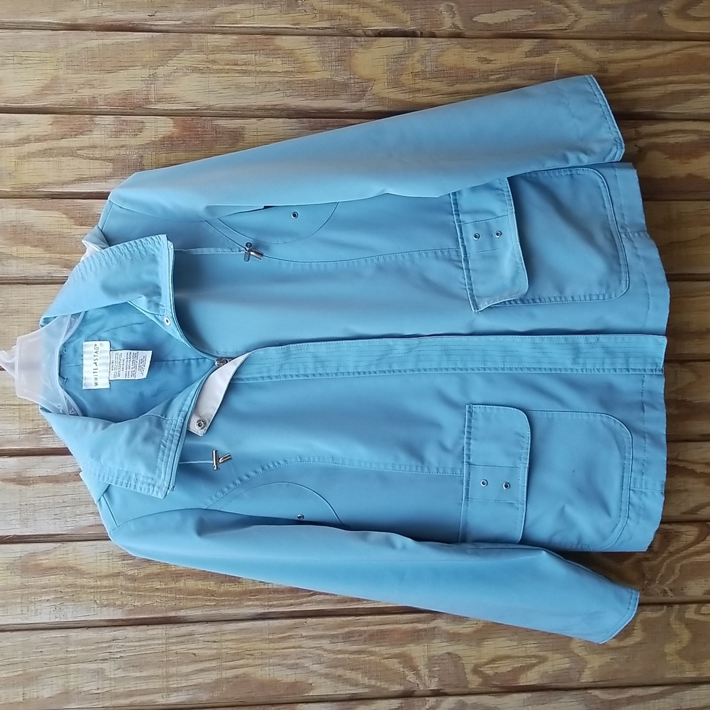 White Stag Women's Tiffany Blue Size Small Detachable Collar Raincoat